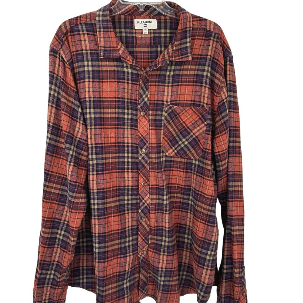 Billabong Men's Red Plaid Shirt